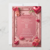 Romantic Roses Red Hearts Rustic Valentine Party Einladung (Vorderseite)