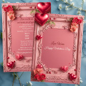 Romantic Roses Red Hearts Rustic Valentine Party  Einladung