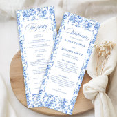 Romantic Royal Blue Toile de Jouy Wedding Program Programm