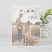 Romantic Rustic Photo Wedding Einladung (Stehend Vorderseite)