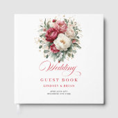 Romantic Rustic Red Blush Wedding Guest Book Gästebuch (Vorderseite)
