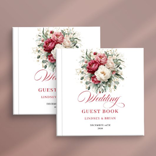 Romantic Rustic Red Blush Wedding Guest Book Gästebuch