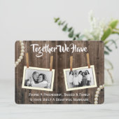 Romantic & Rustic Vow Renewal Two Photo Invitation Einladung (Stehend Vorderseite)