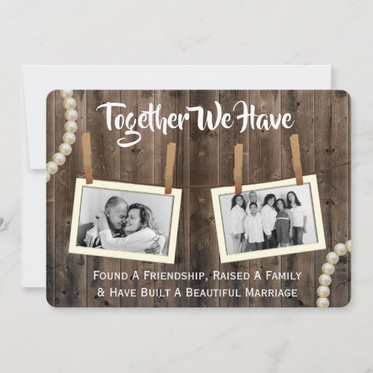 Romantic & Rustic Vow Renewal Two Photo Invitation Einladung (Vorderseite)