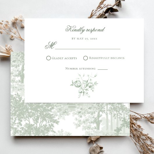 Romantic Sage Floral Wedding RSVP Karte