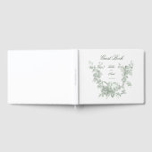 Romantic Sage Floral Wreath w/Lovebirds Wedding Gästebuch (Voll)