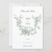 Romantic Sage Floral Wreath w/Lovebirds Wedding Save The Date (Vorderseite)