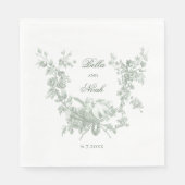 Romantic Sage Floral Wreath w/Lovebirds Wedding Serviette (Vorderseite)