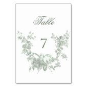 Romantic Sage Floral Wreath w/Lovebirds Wedding Tischnummer (Rückseite)