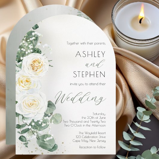 Romantic Sage Green Arch Wedding Invitation Einladung