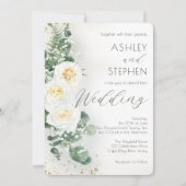 Romantic Sage Green Floral Wedding Invitation Einladung (Vorderseite)