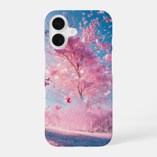 Romantic Sakura - Heart Blossom Phone Case iPhone 16 Hülle (Rückseite)