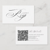 Romantic Script Calligraphy QR Code Wedding RSVP Begleitkarte (Vorne/Hinten)