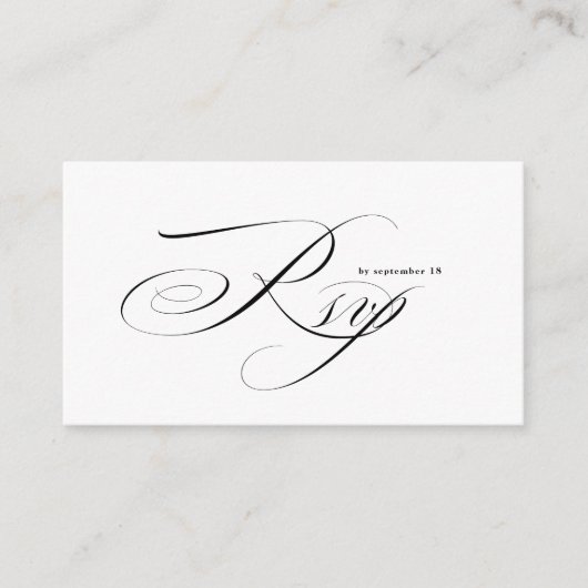 Romantic Script Calligraphy QR Code Wedding RSVP Begleitkarte (Vorderseite)