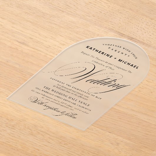 Romantic Script Calligraphy Simple & Chic Wedding Acryleinladungen (Ablage )