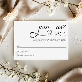 Romantic Script Typography Minimalist Wedding RSVP Karte