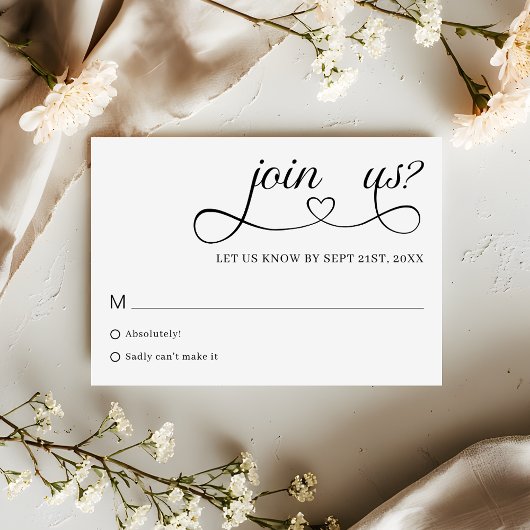 Romantic Script Typography Minimalist Wedding RSVP Karte