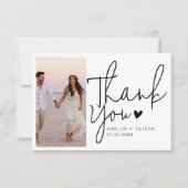 Romantic Script Typography Wedding Photo Dankeskarte (Vorderseite)