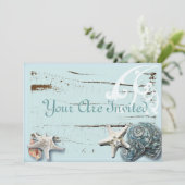 Romantic Seashells Beach Hochzeitseinladung Einladung (Stehend Vorderseite)