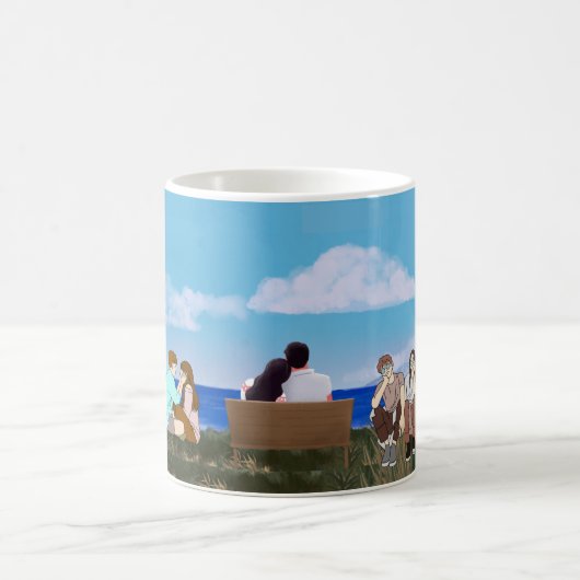 Romantic Seaside Couple Illustration Kaffeetasse (Mittel)