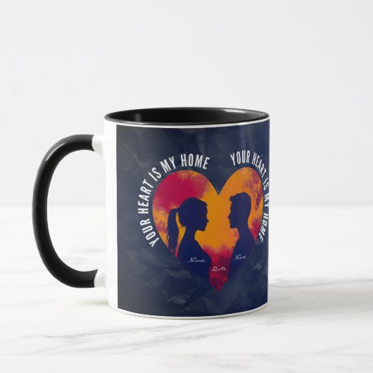 Romantic Silhouette Couple Heart Two-Tone Mug Tasse (Links)