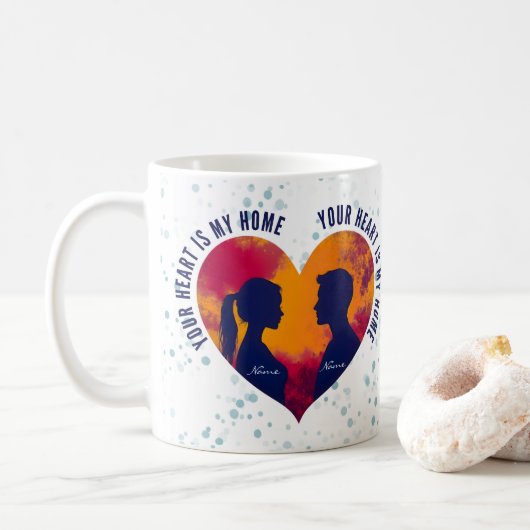 Romantic Silhouette Couple Your Heart Is My Home  Kaffeetasse (Mit Donut)