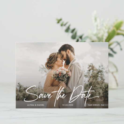 Romantic Simple 2 Foto QR Code Hochzeitswebsite Einladung (Stehend Vorderseite)