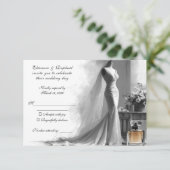 Romantic Sketch RSVP Card - Elegante Vintage Brida (Stehend Vorderseite)