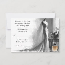 Romantic Sketch RSVP Card - Elegante Vintage Brida Karte