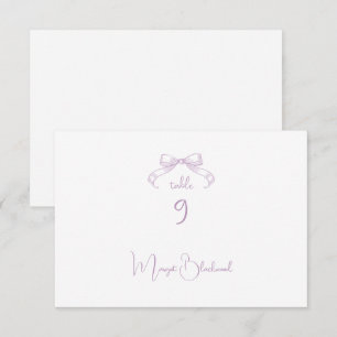 Romantic sketched Bow Lilac Guest Name Platzkarte