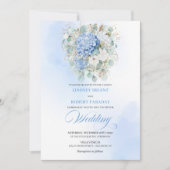Romantic Soft Blue Hydrangea Eucalyptus Wedding  Einladung (Vorderseite)