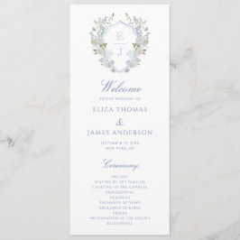 Romantic Soft Blue Monogram Wappen Wedding Program Programm