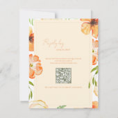 Romantic Soft Peach QR Code Garden Floral Wedding RSVP Karte (Rückseite)