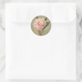 Romantic soft pink peony in vase runder aufkleber (Tasche)