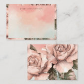 Romantic Soft Pink Rose Watercolor Flat Note Card Mitteilungskarte (Vorne/Hinten)
