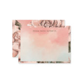 Romantic Soft Pink Rose Watercolor Flat Note Card Mitteilungskarte (Vorderseite/Rückseite Beispiel)