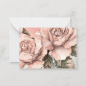 Romantic Soft Pink Rose Watercolor Flat Note Card Mitteilungskarte (Rückseite)