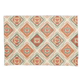 Romantic Southwestern Heart Pattern Peach & Sage Kissenbezug