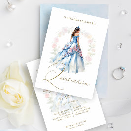 Romantic Spanish Quinceañera in Blue & Pink Shades Einladung