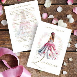 Romantic Spanish Quinceañera in Pink Shades  Einladung