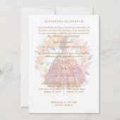 Romantic Spanish Quinceañera in Red & Golden Einladung (Rückseite)