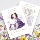 Romantic Spanish Quinceañeras Twins Purple Shades Einladung