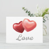Romantic Sparkling Red Hearts "Love" Glitter Desig Einladung (Stehend Vorderseite)