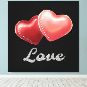 Romantic Sparkling Red Hearts "Love" Glitter Desig Leinwanddruck (Insitu (Holzboden))