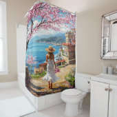 Romantic Spring on the Mediterranean Coast Duschvorhang (Beispiel)