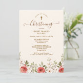Romantic Spring Roses and Flowers Baptism Einladung (Stehend Vorderseite)