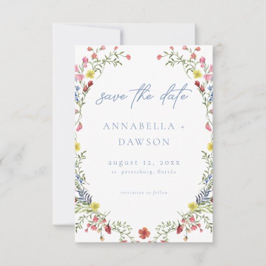 Romantic Spring Wildflower Garden Wedding Photo Save The Date (Vorderseite)