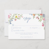 Romantic Spring Wildflower Garden Wedding QR RSVP Karte (Vorderseite)