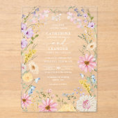 Romantic Spring Wildflower Meadow Wedding Acryleinladungen (Vorderseite)