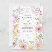 Romantic Spring Wildflower Meadow Wedding Einladung (Vorderseite)
